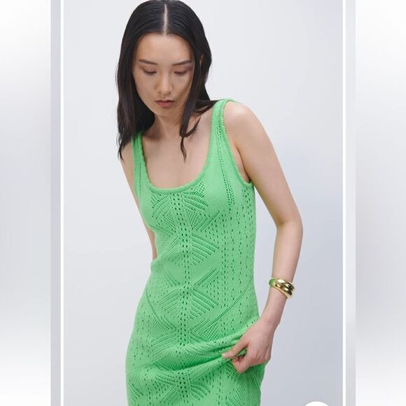 NEW Jonathan Simkhai Tiffanie Midi Dress Meadow Green Size Medium - Picture 3 of 14